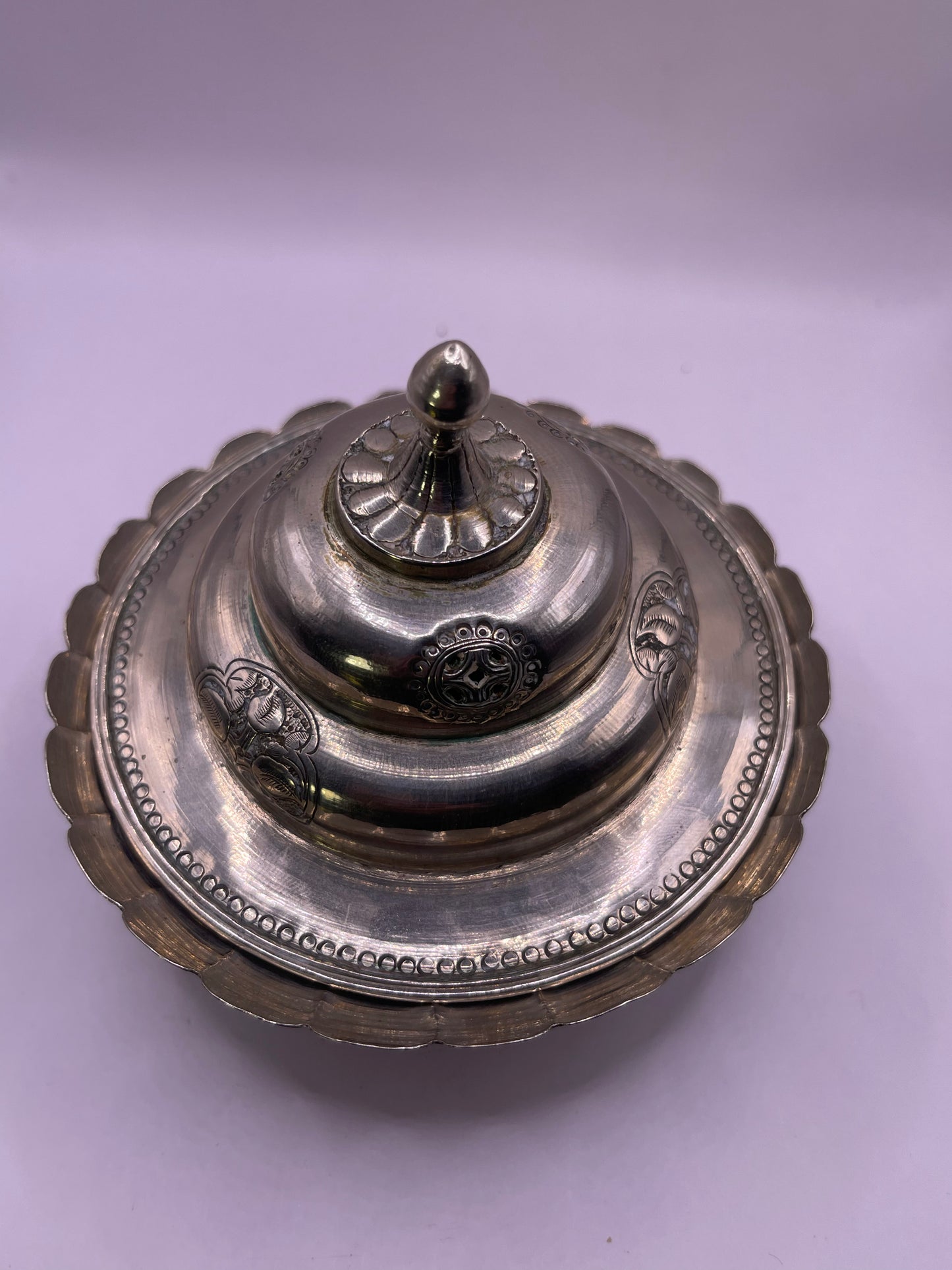 Pair of Antique silver Tibetan cup stands