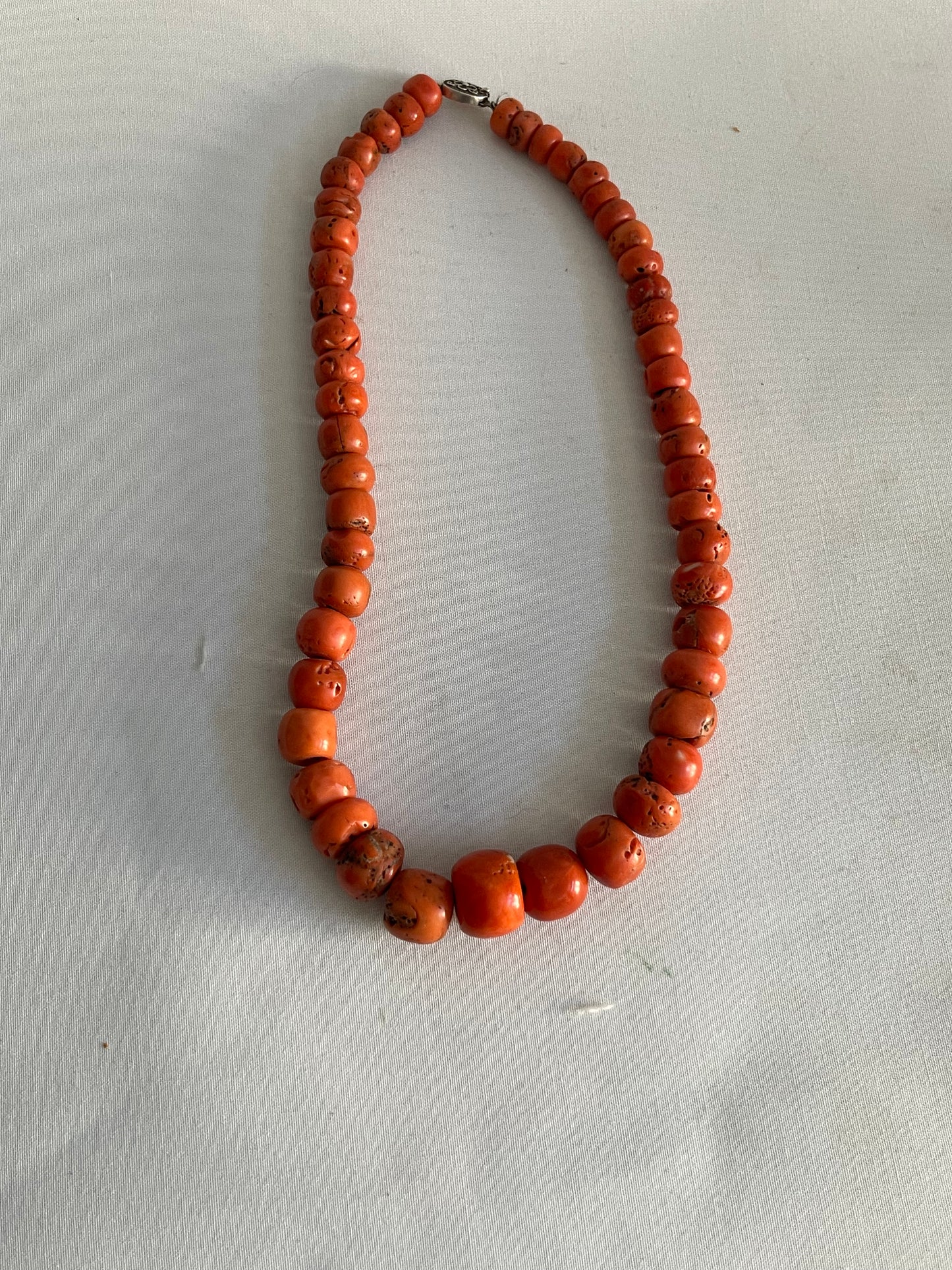 A necklace with antique coral beads