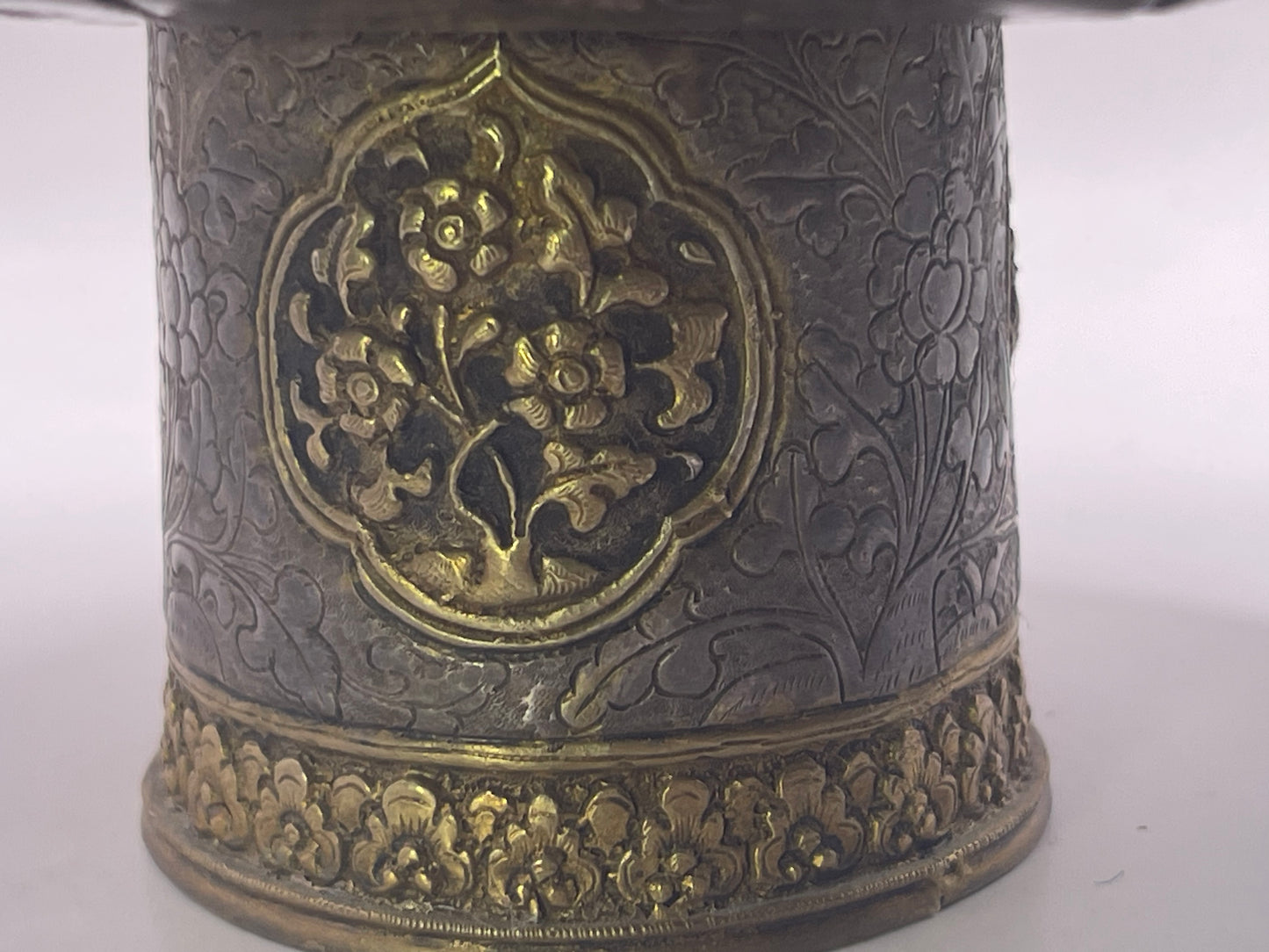 Antique silver Tibetan cup stand