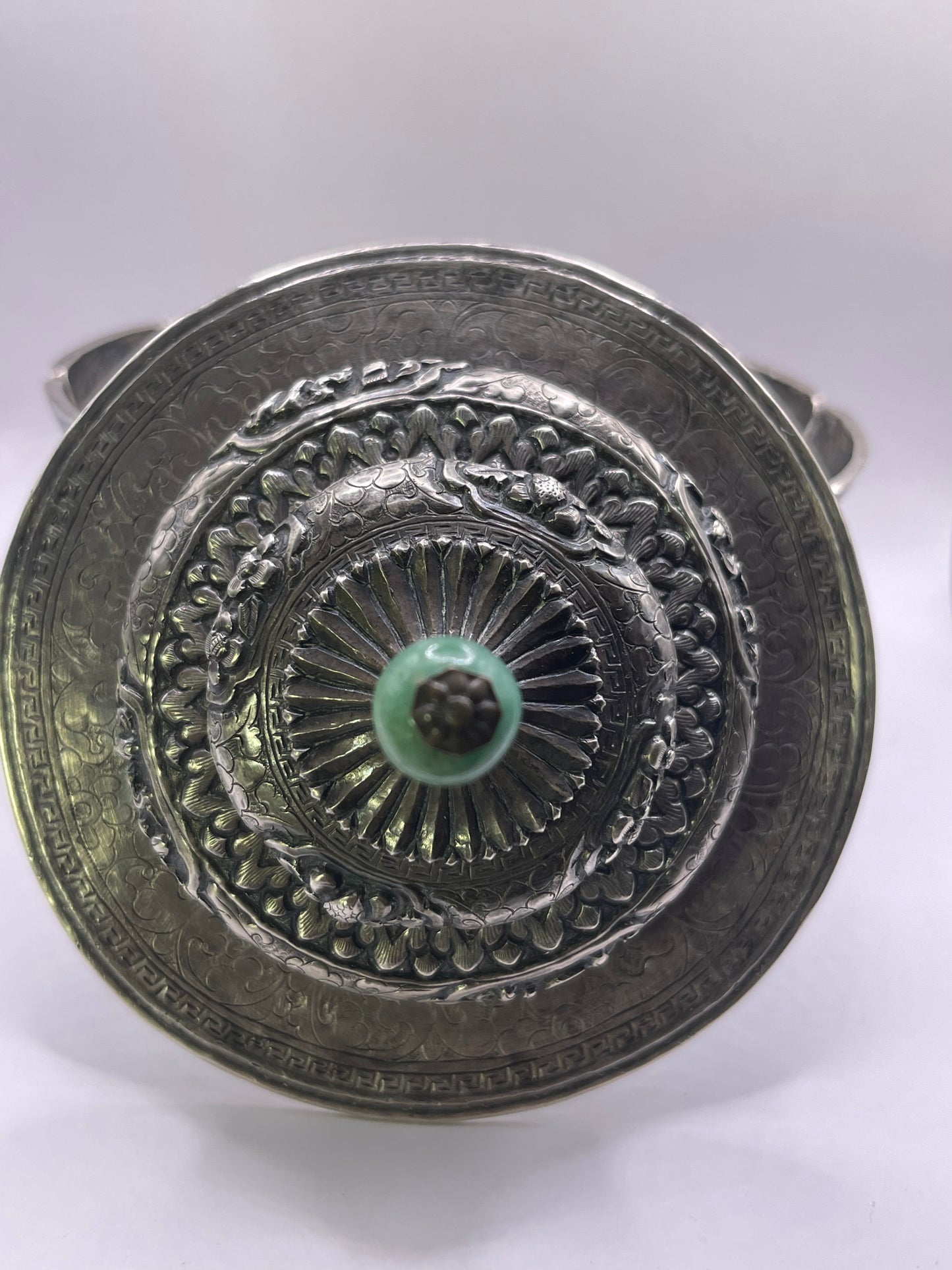Antique silver Tibetan cup stand