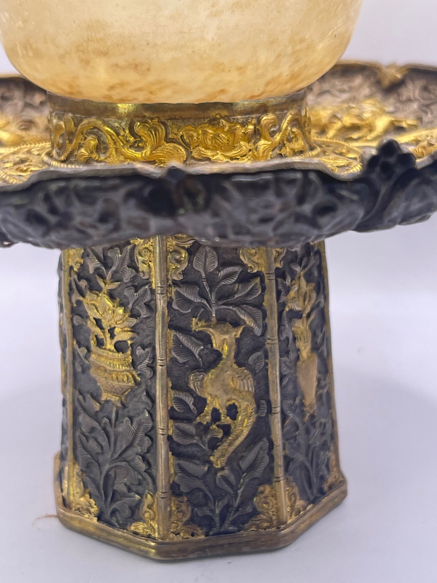 Antique silver Tibetan cup stand