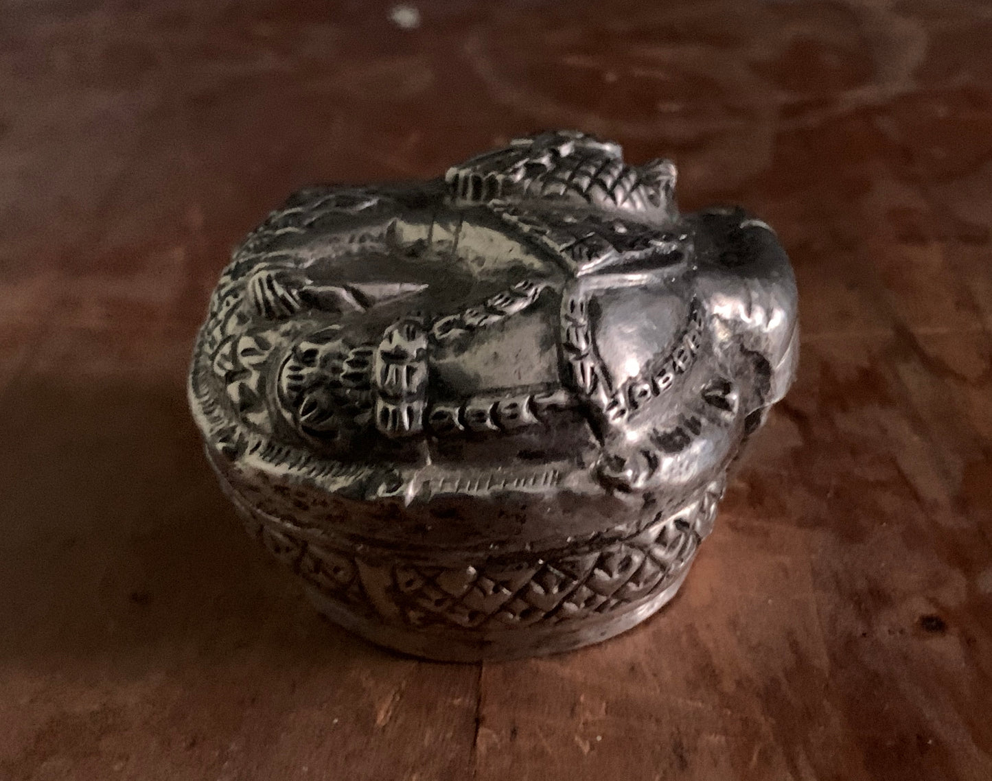 A silver pill box