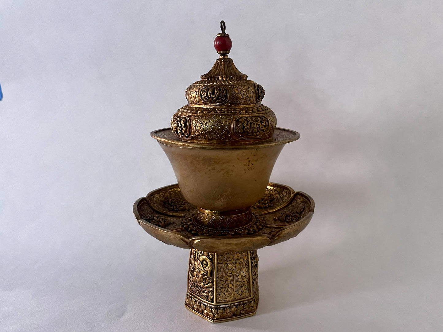 A vintage Gilt silver Tibetan cup stand