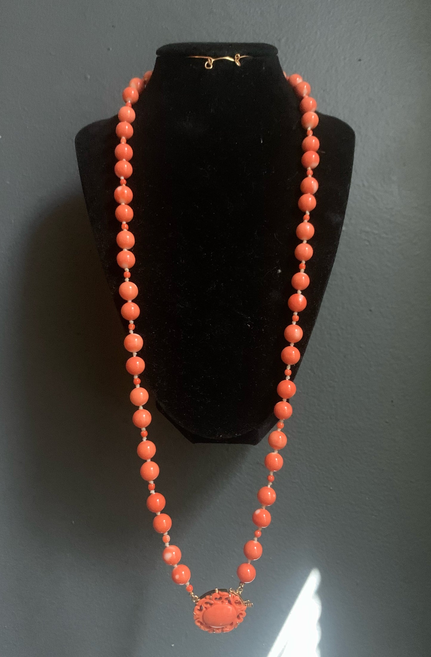 Coral necklace with 14k coral clasp
