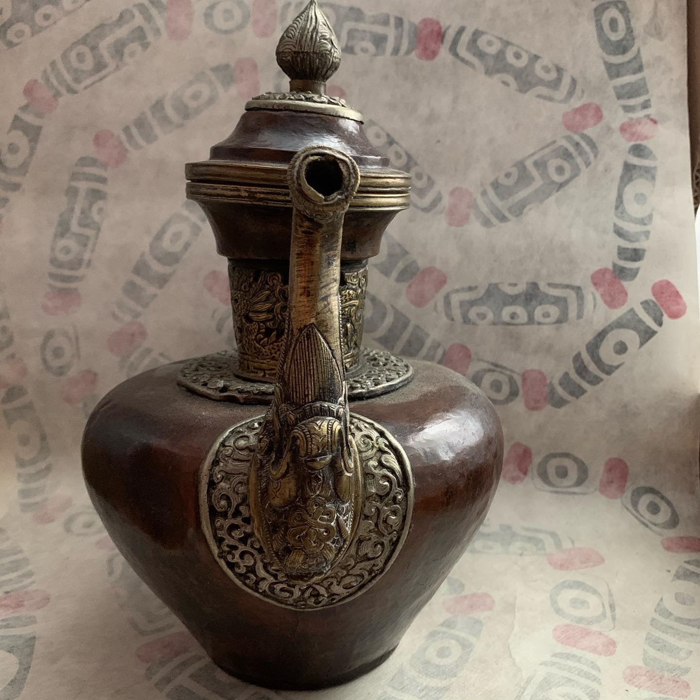 An antique Tibetan bronze teapot