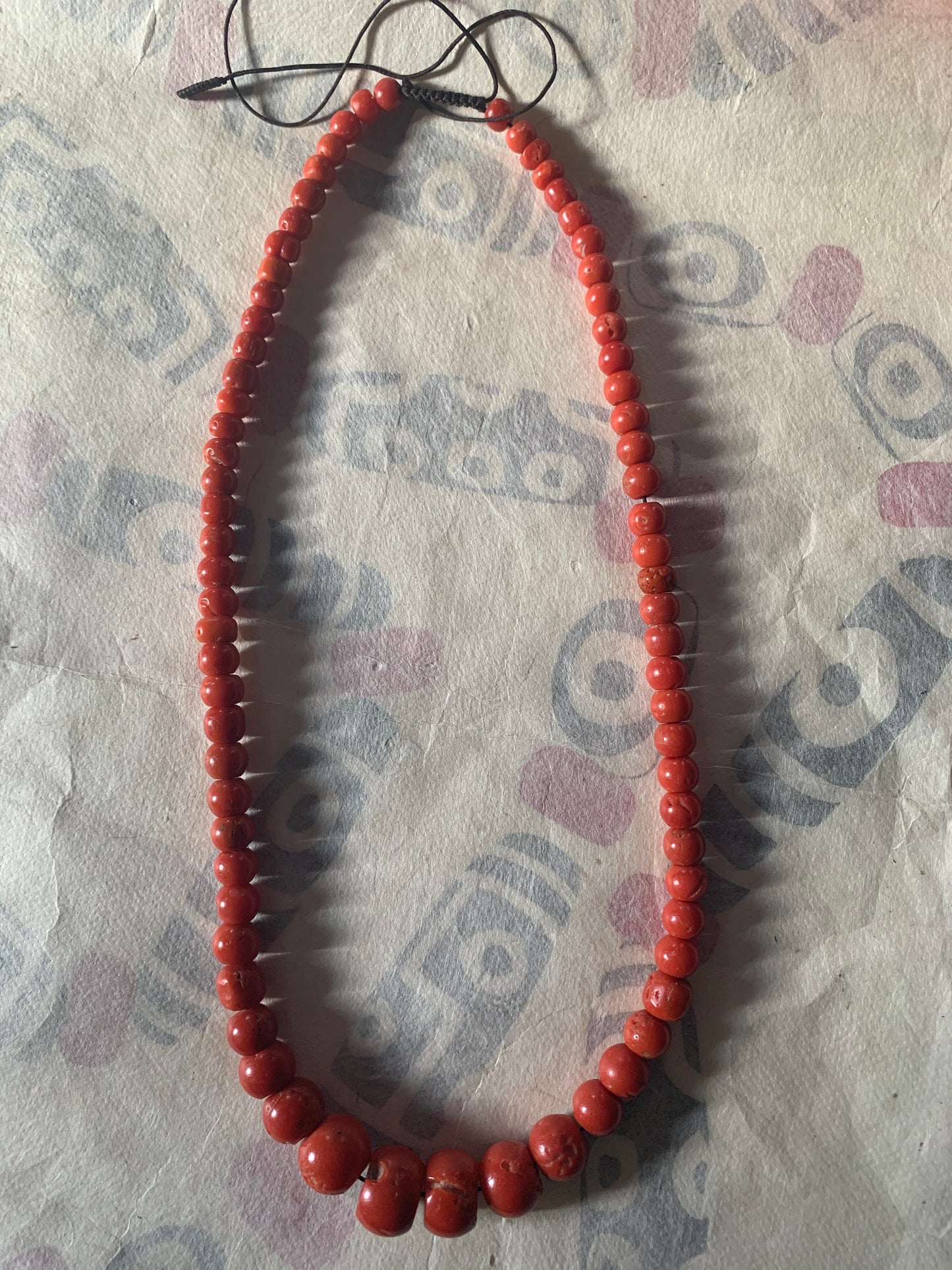 A necklace with antique coral beads