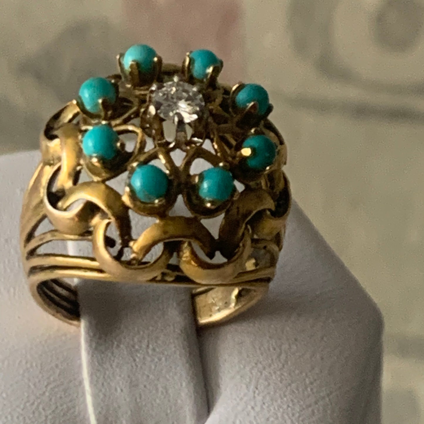Turquoise and gold ring