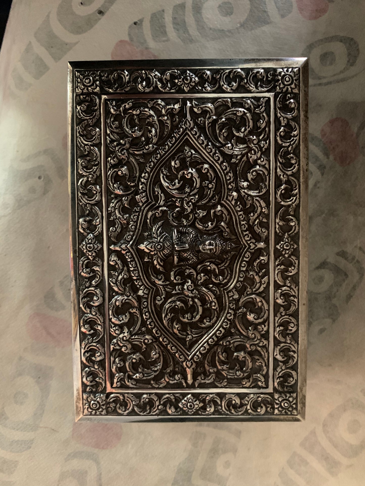 An antique Thai cigar silver box