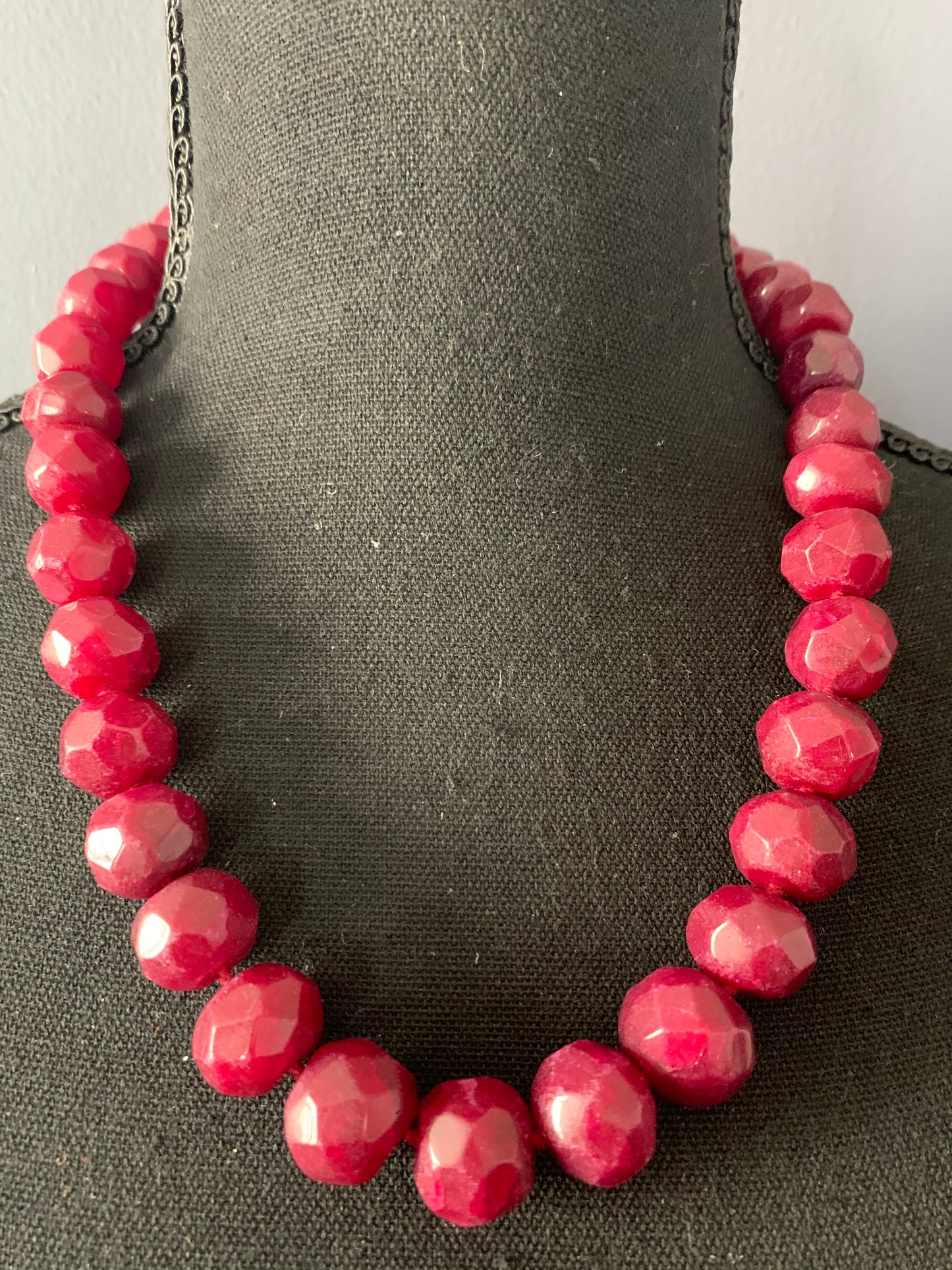 Faceted ruby bead necklaces