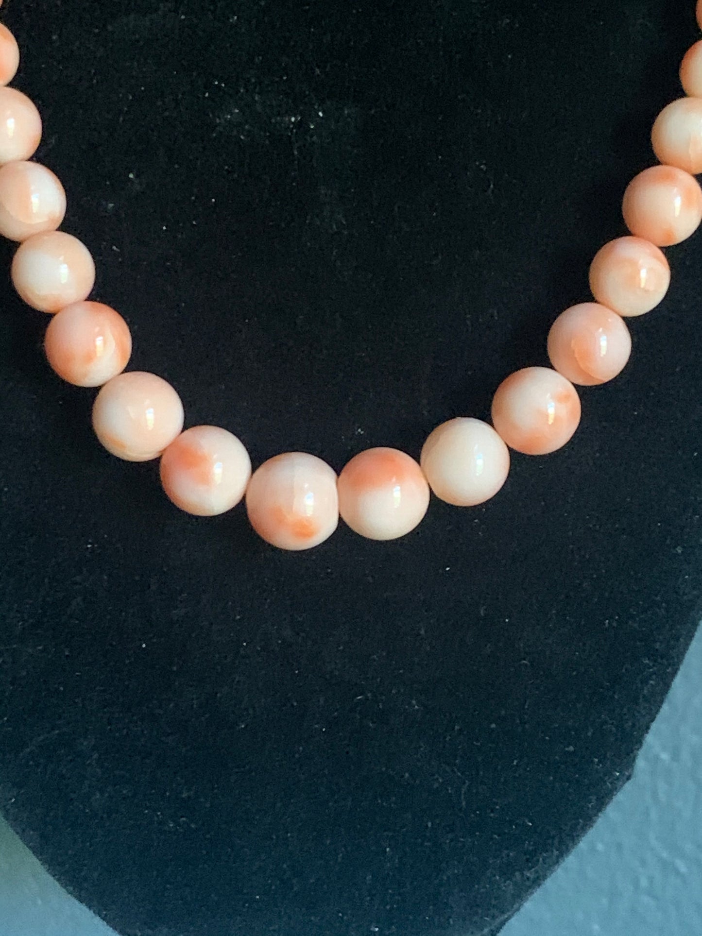 Angel skin coral bead necklace