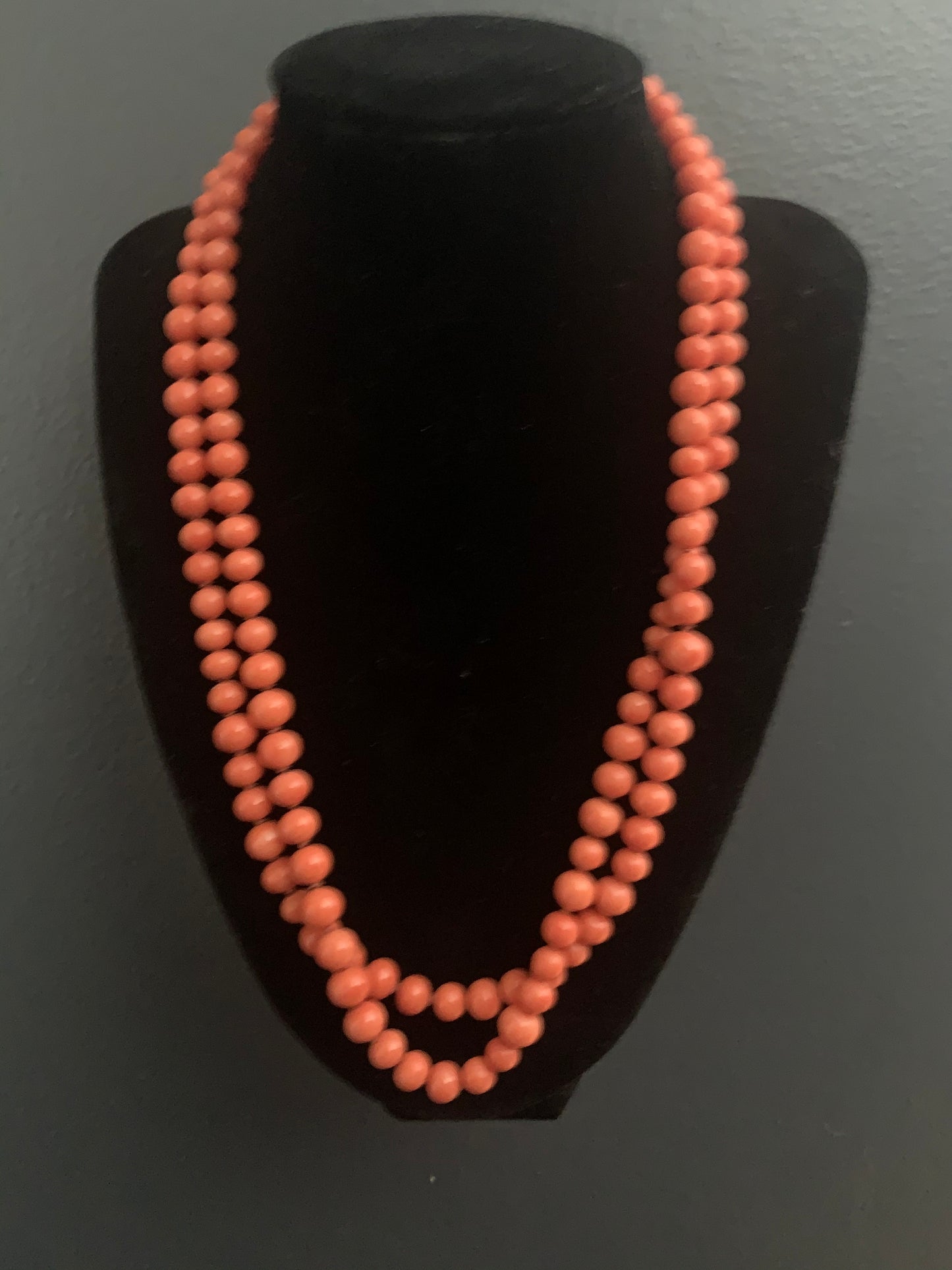 A double length coral necklace