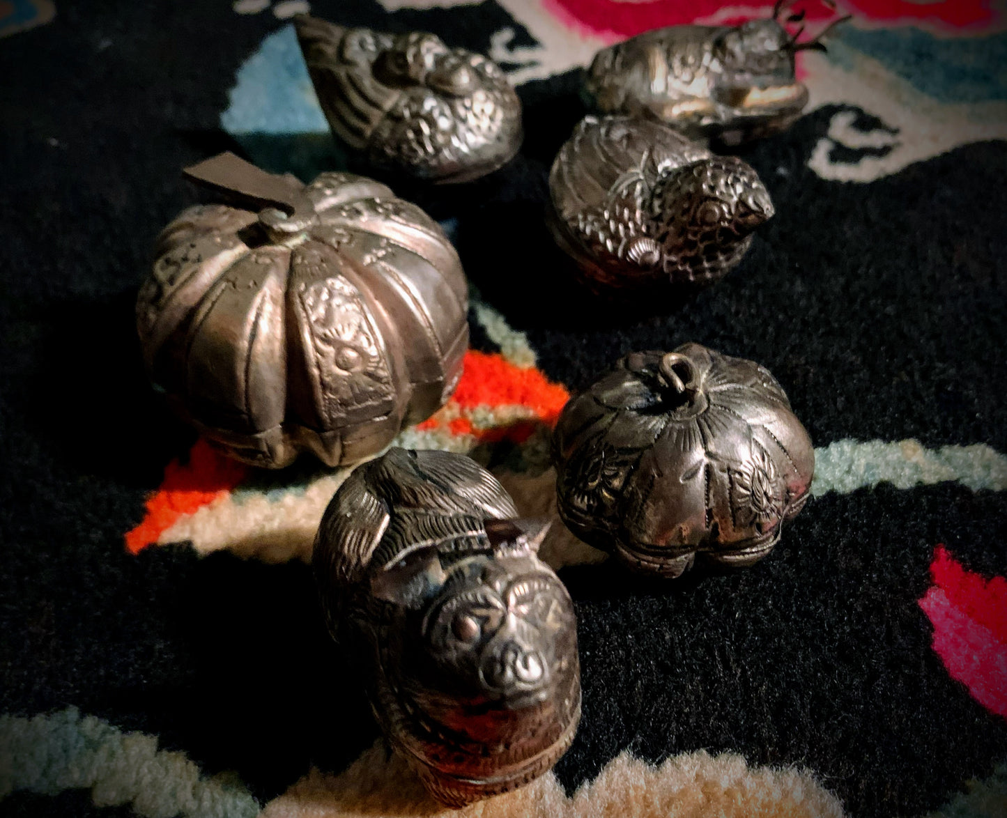 A collection of silvered boxes