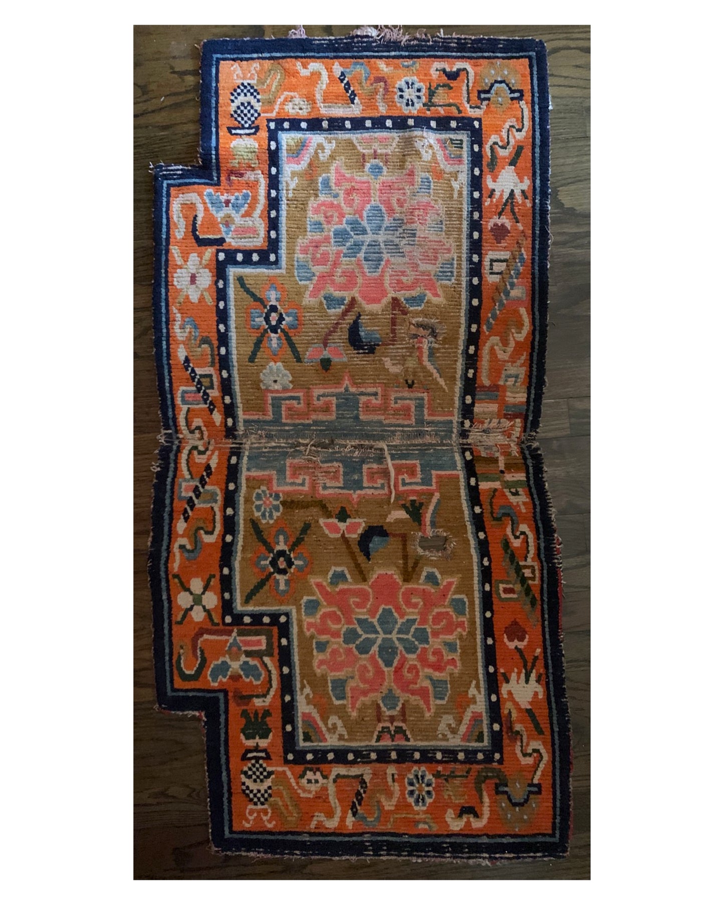 Antique Tibetan saddle rug
