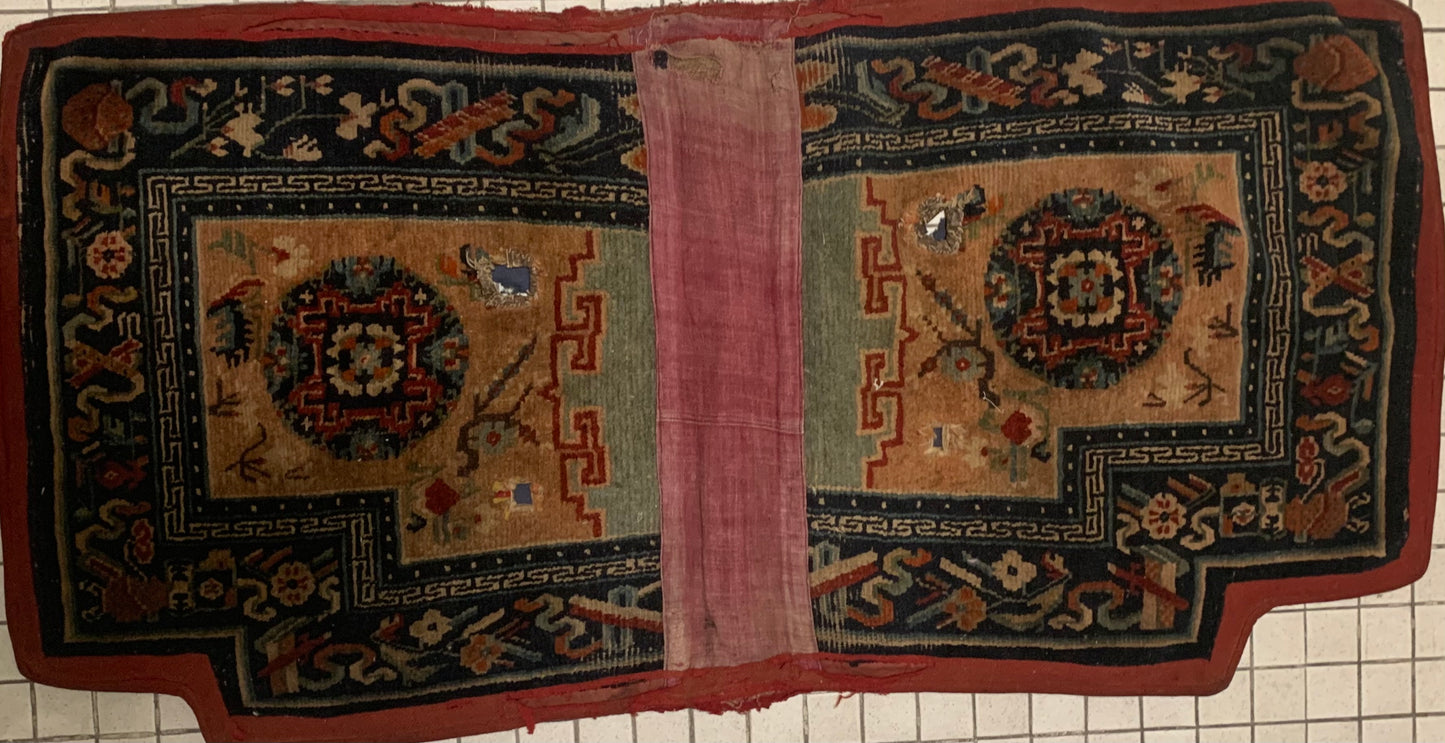 Antique Tibetan saddle rug