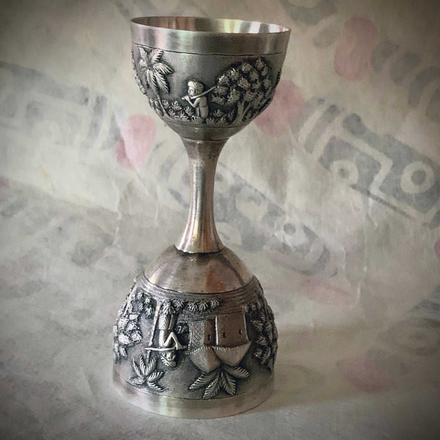 An antique Indian silver jigger