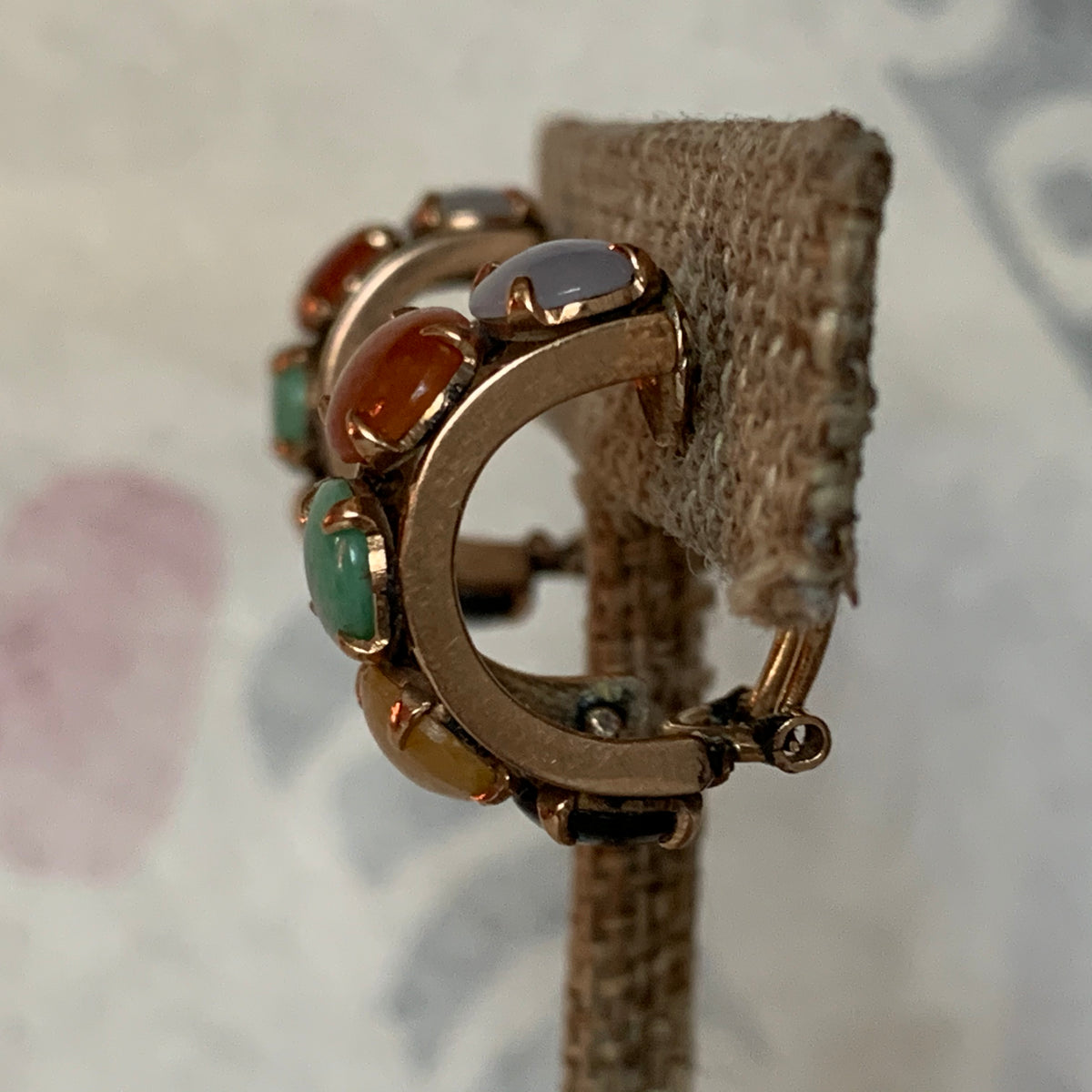 A pair of multicolored jade earrings