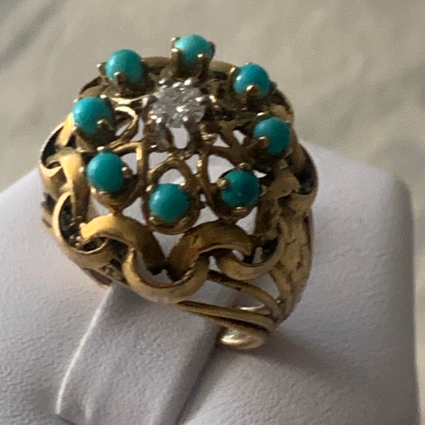 Turquoise and gold ring