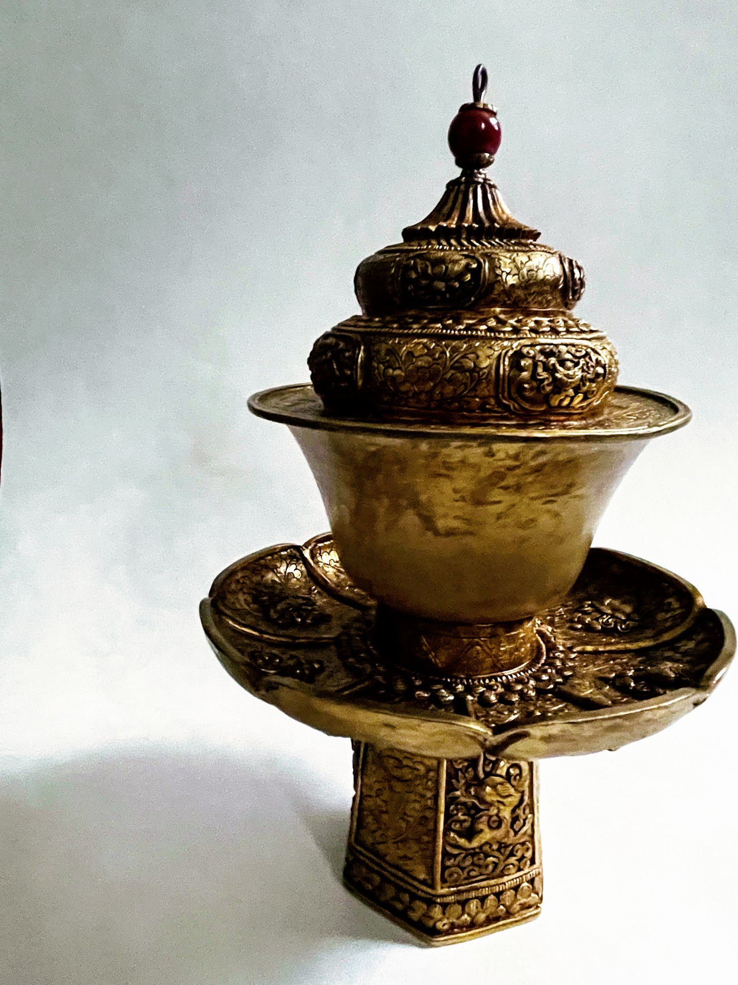 A vintage Gilt silver Tibetan cup stand