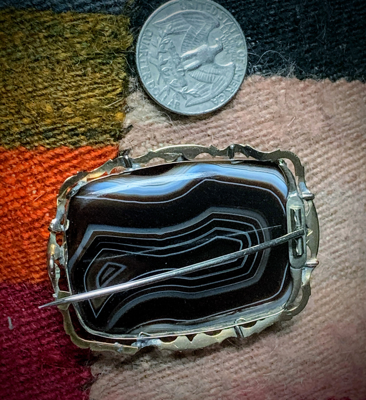 Vintage agate brooch