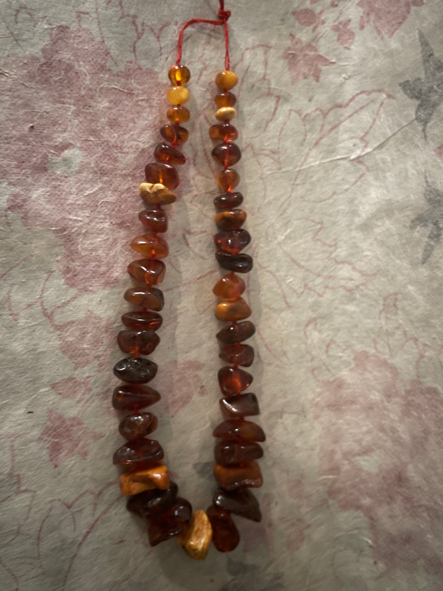 A vintage amber bead necklace