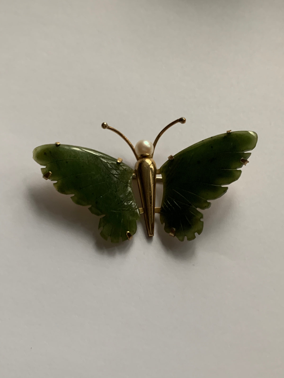 Nephrite jade butterfly brooch
