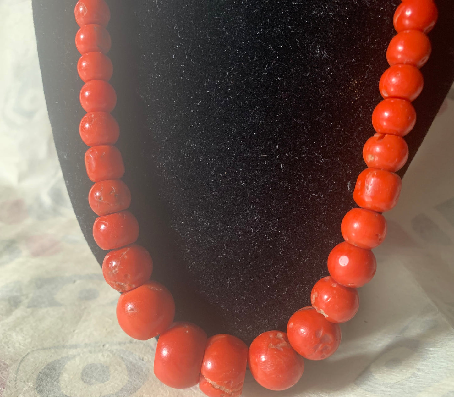 A necklace with antique coral beads
