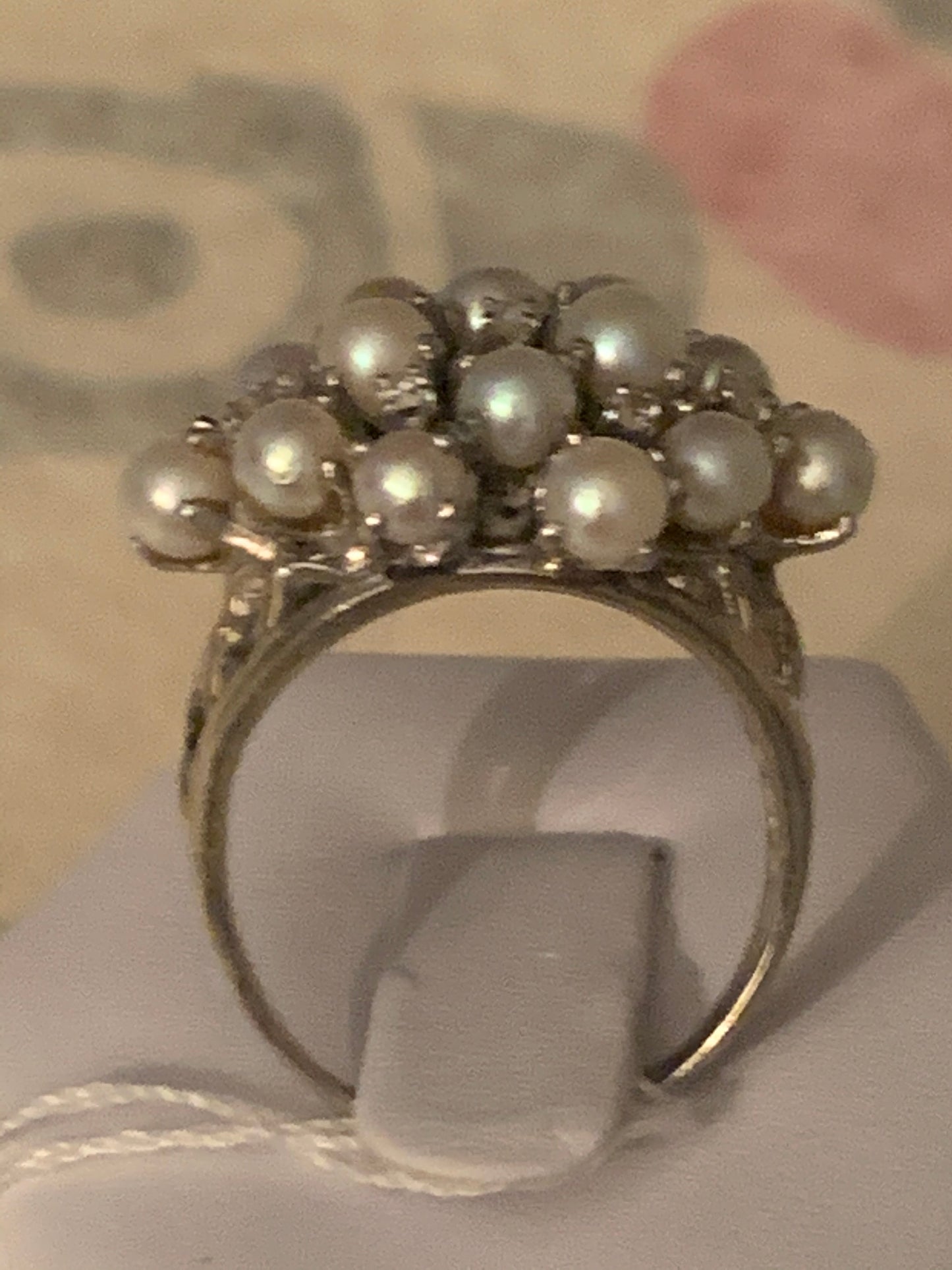 Vintage pearl and diamond ring