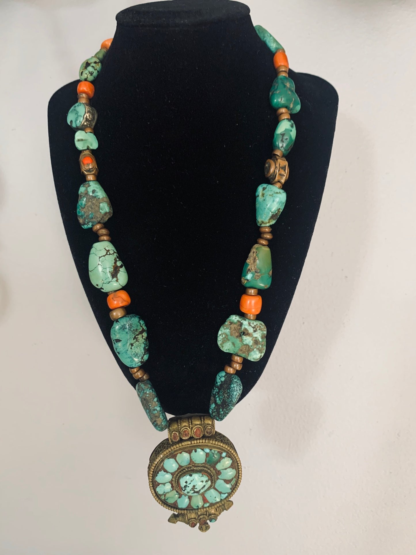 Vintage Tibetan gau necklace