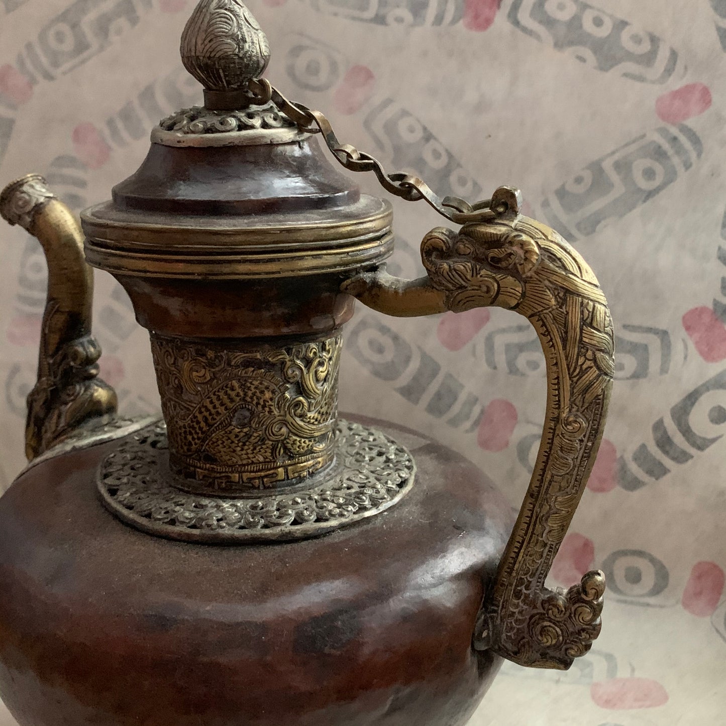 An antique Tibetan bronze teapot