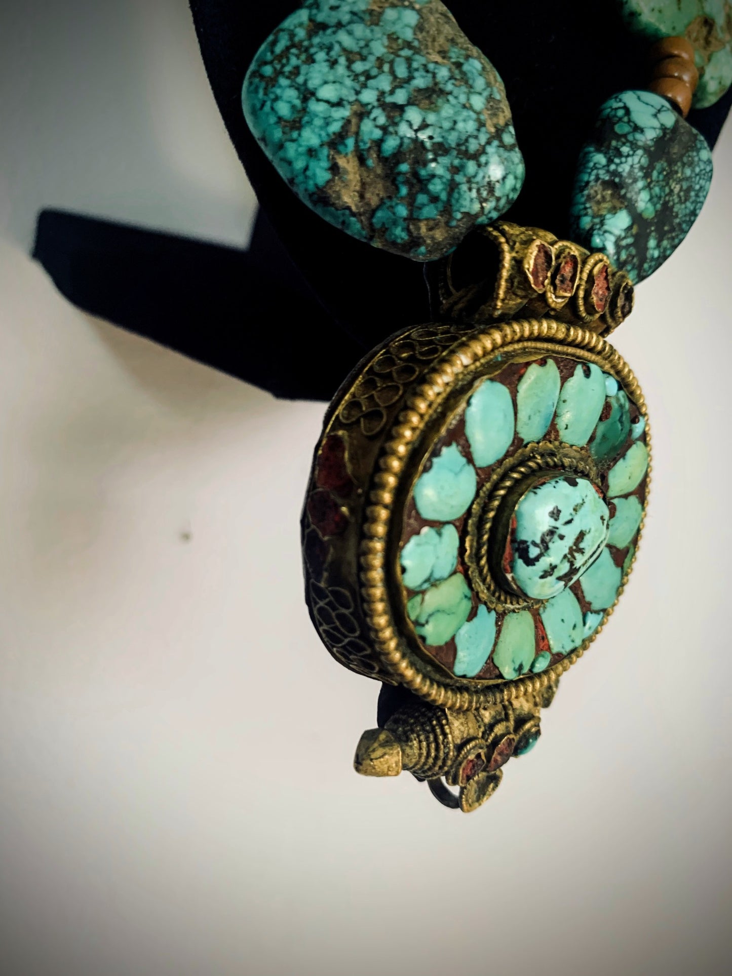 Vintage Tibetan gau necklace