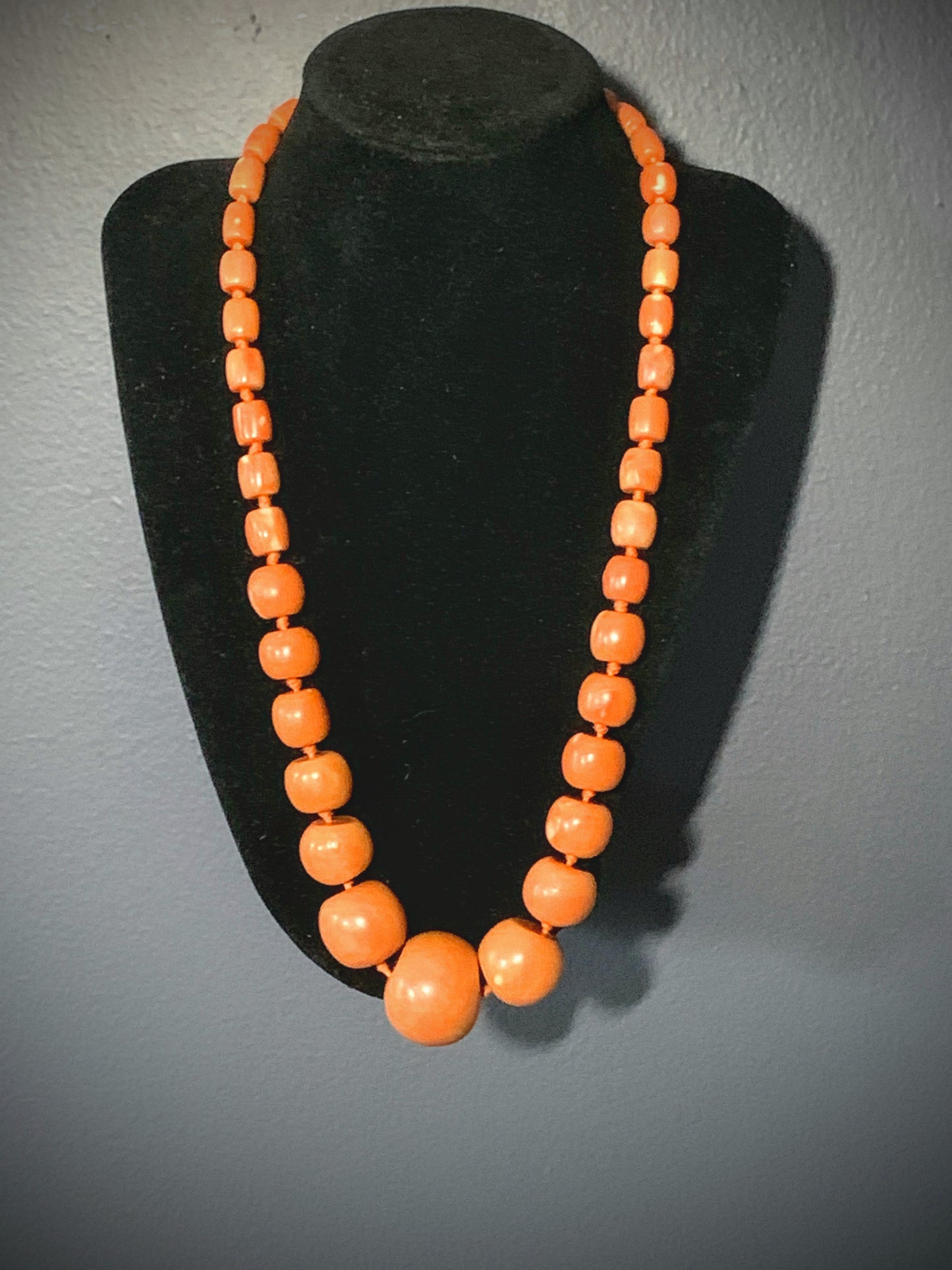 A coral bead necklace