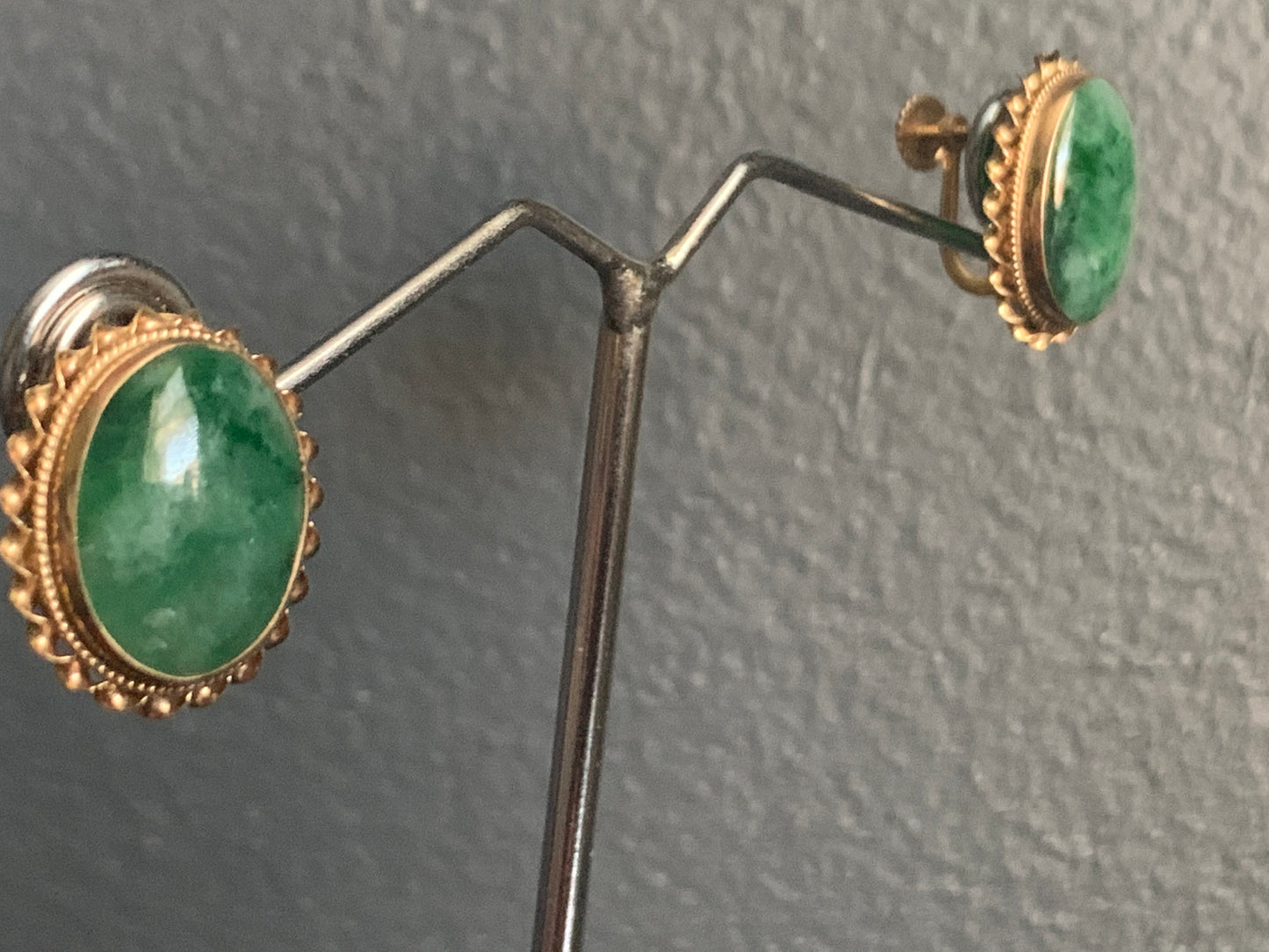 A pair of jade ear rings