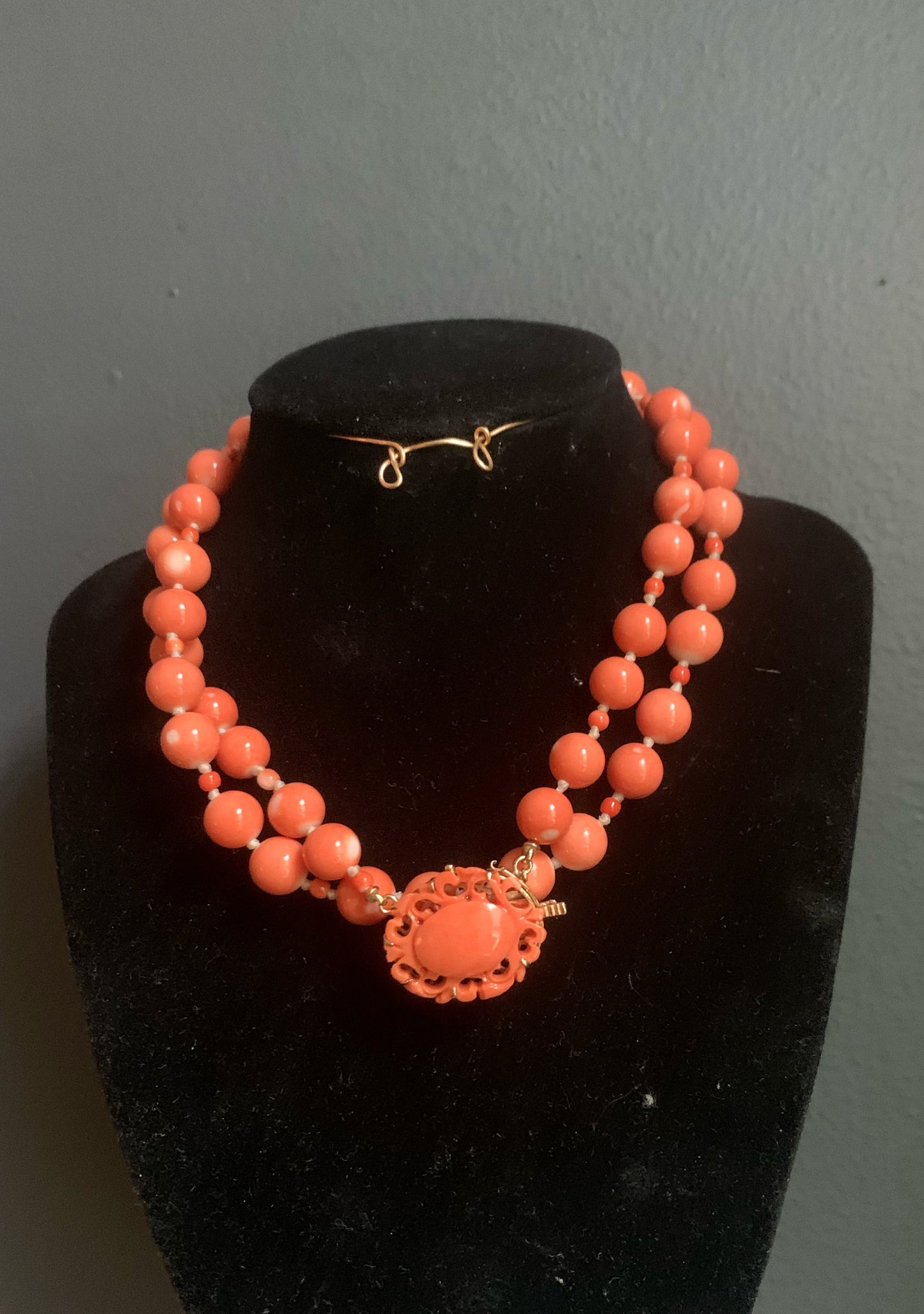 Coral necklace with 14k coral clasp