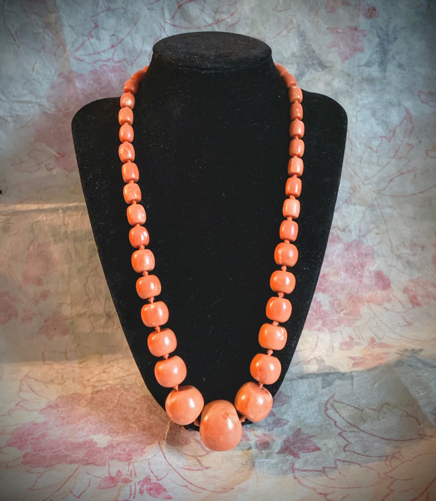 A coral bead necklace