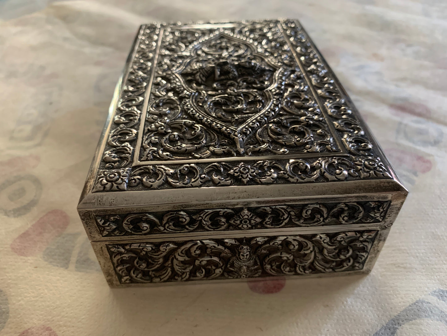 An antique Thai cigar silver box