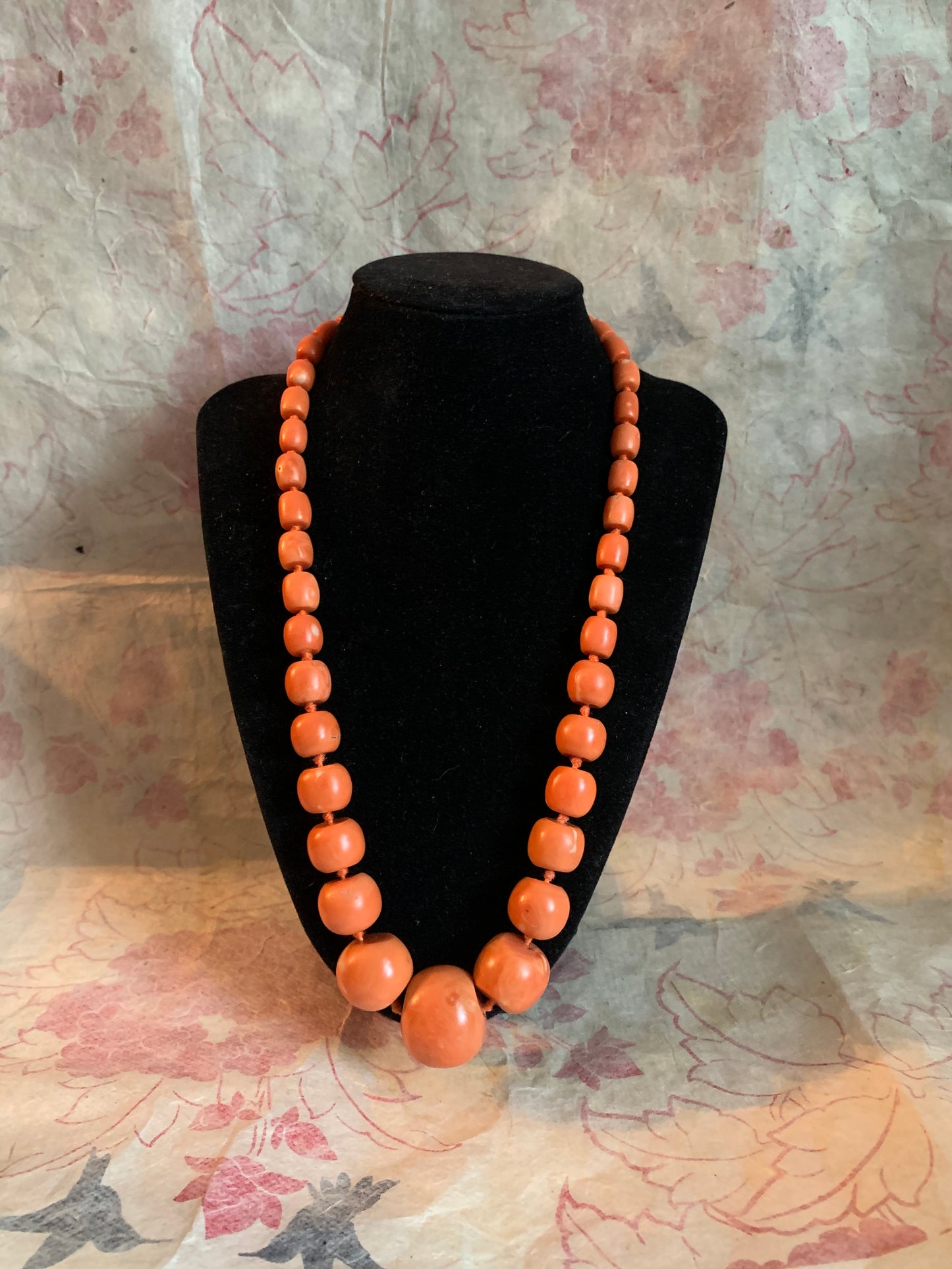 A coral bead necklace