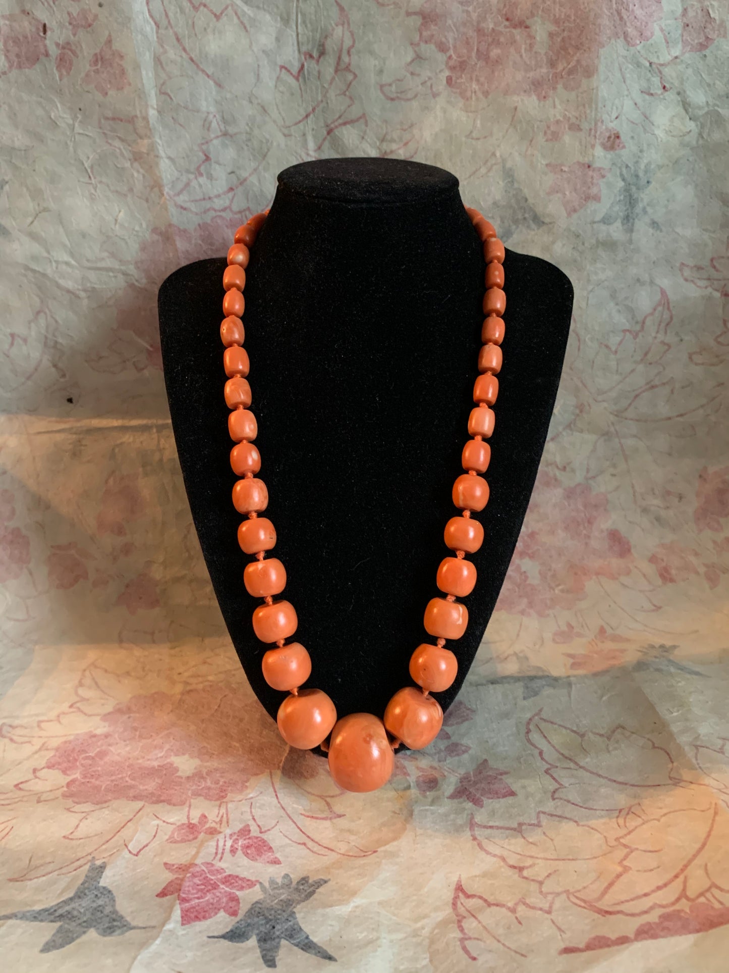 A coral bead necklace