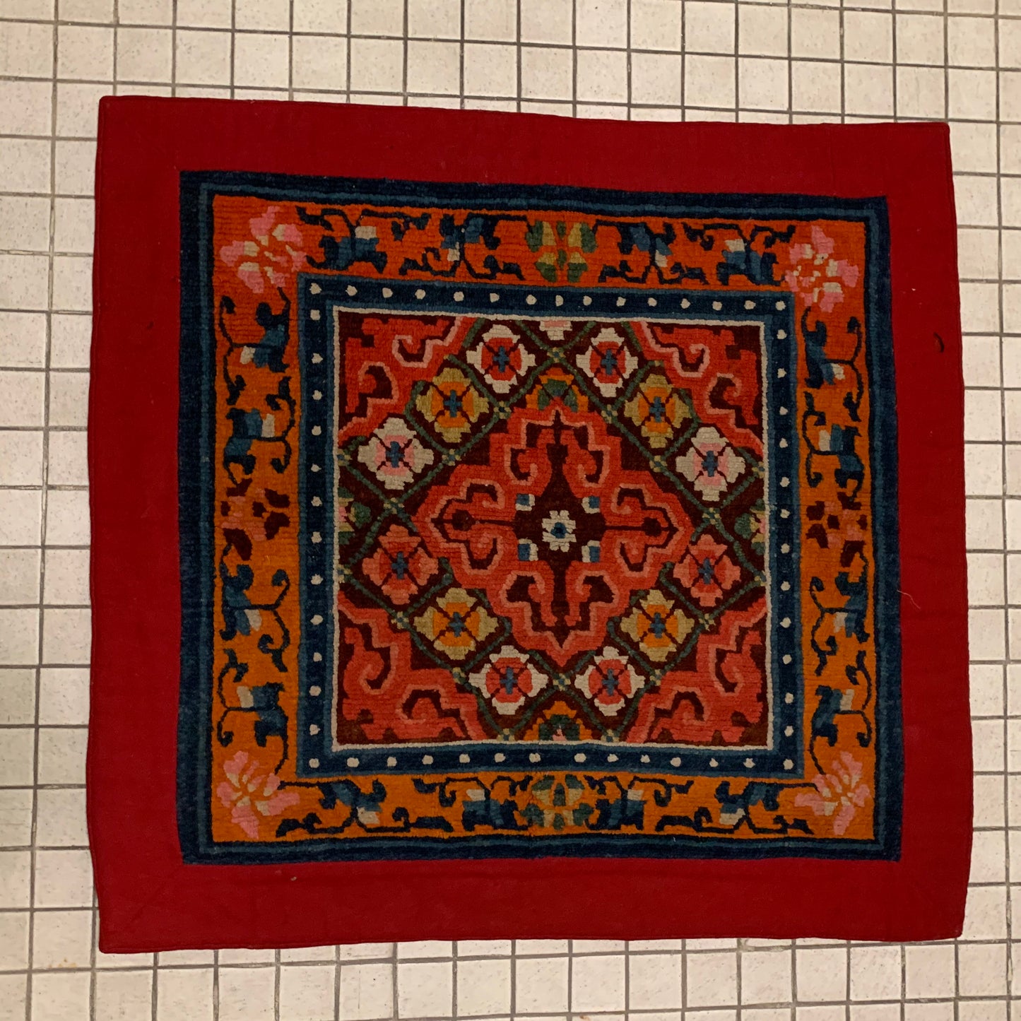 Tibetan antique throne rug