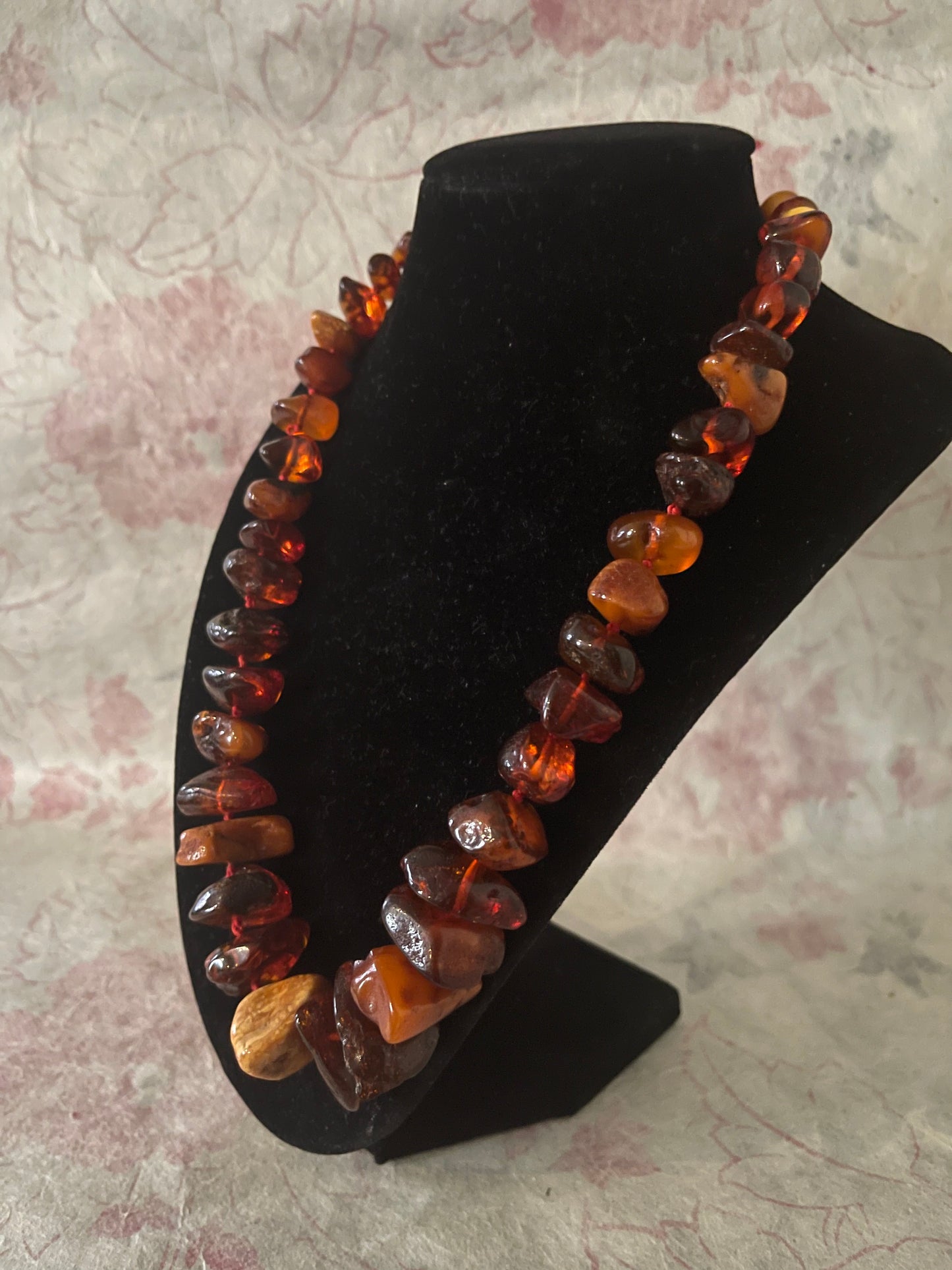 A vintage amber bead necklace