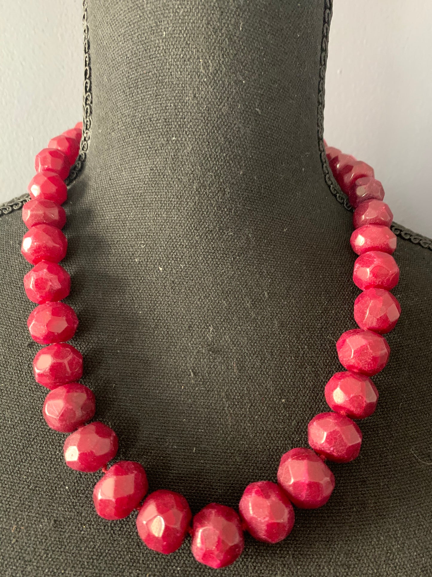 Faceted ruby bead necklaces
