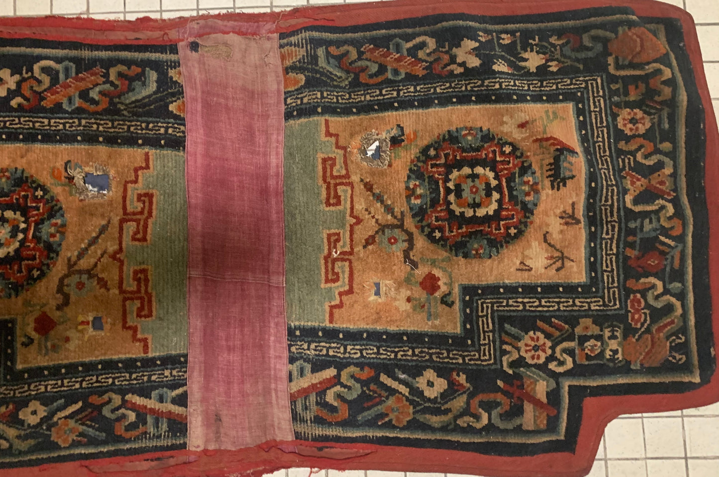 Antique Tibetan saddle rug