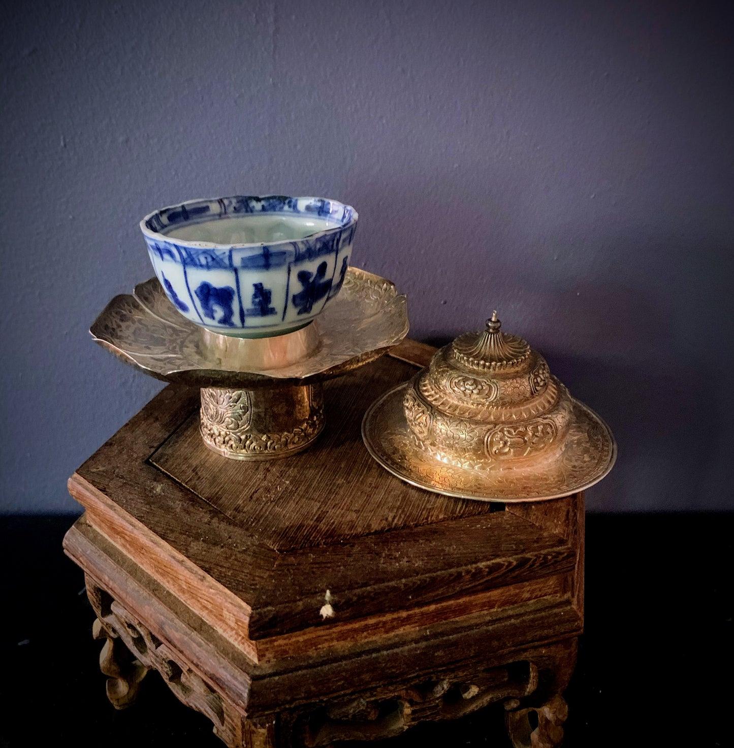 Vintage porcelain cup w/ silver cup stand