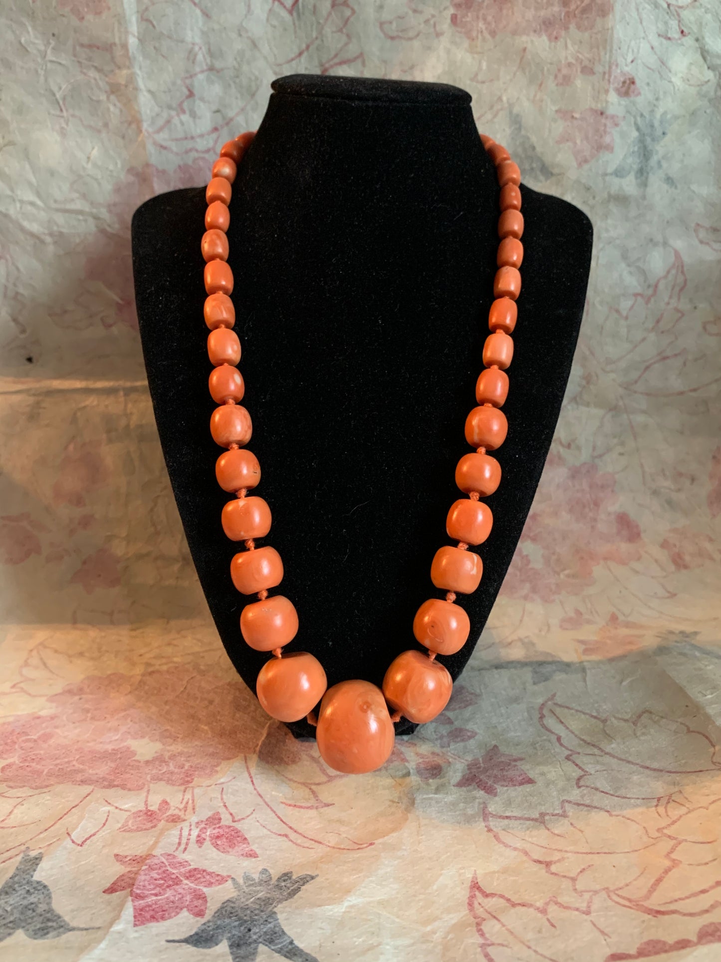 A coral bead necklace