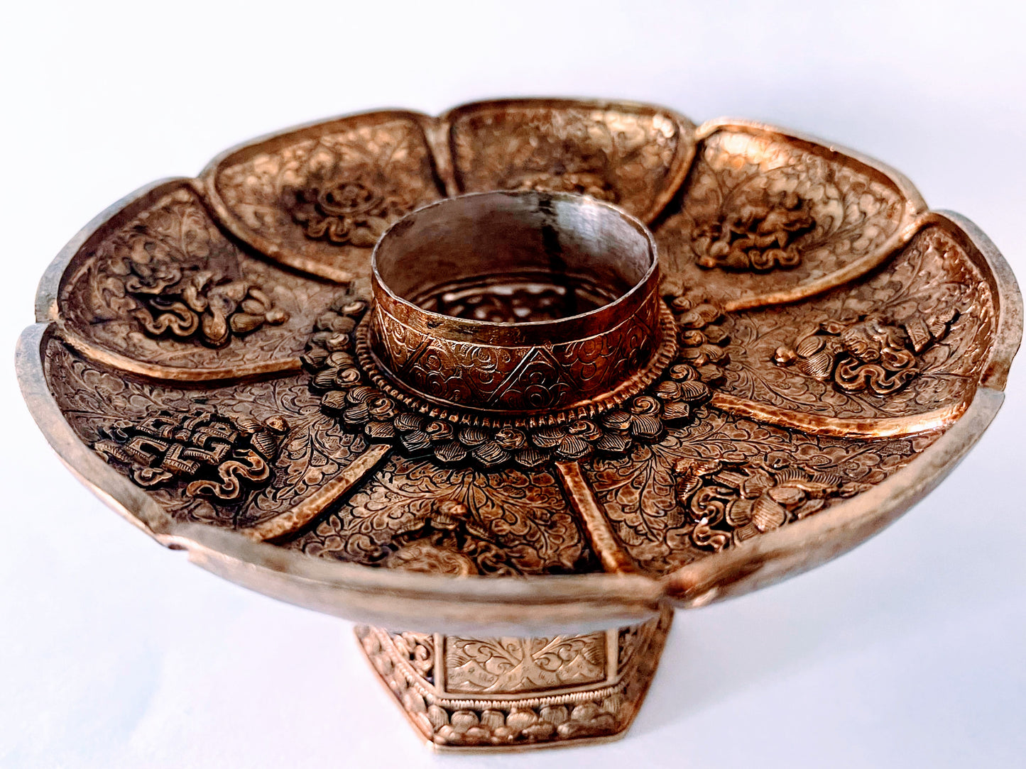A vintage Gilt silver Tibetan cup stand