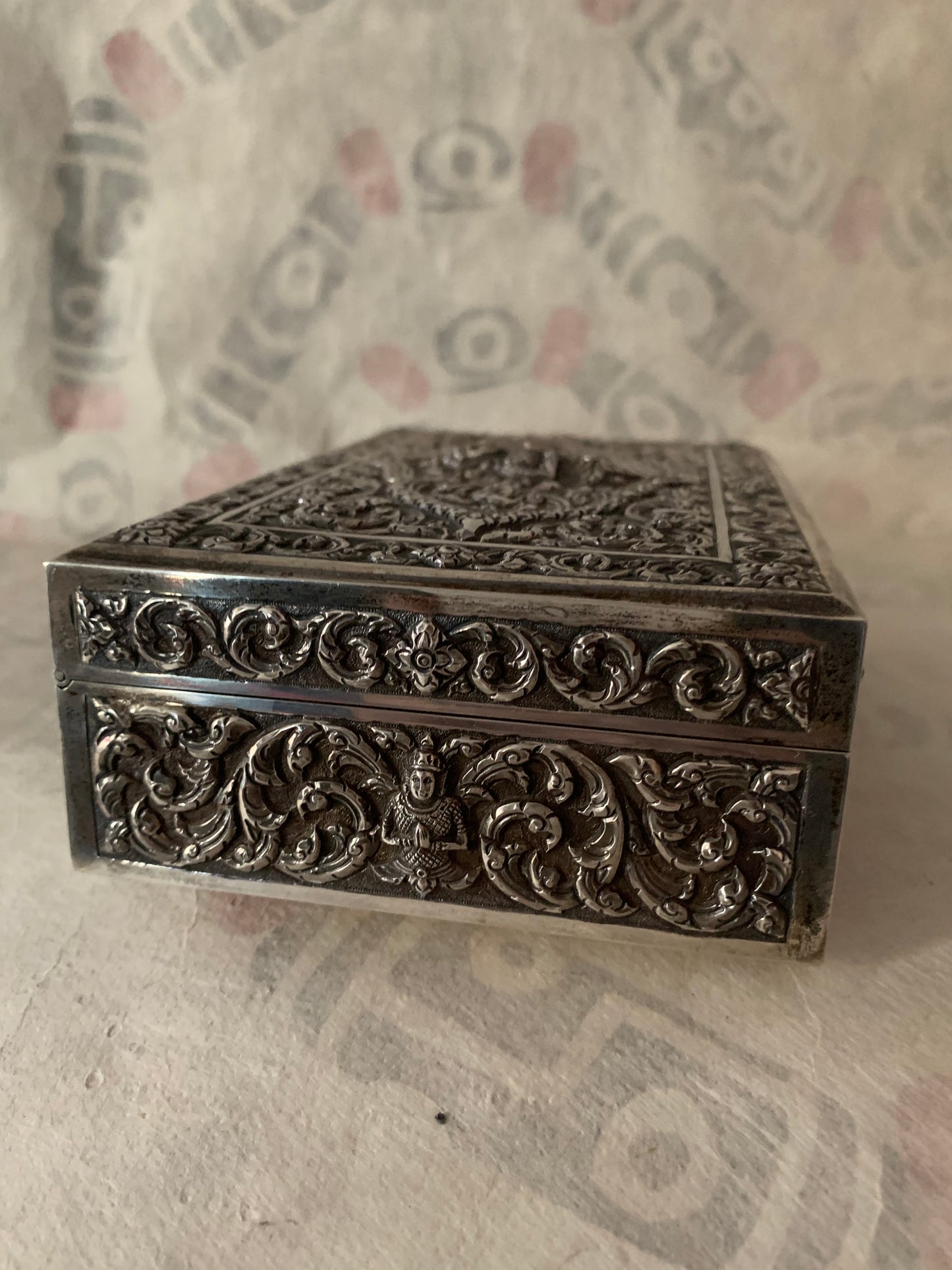 An antique Thai cigar silver box