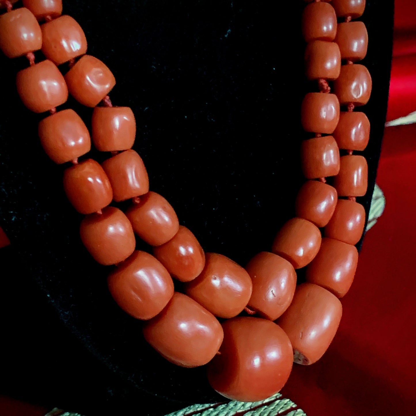 A double strand Antique Tibetan coral beads necklace