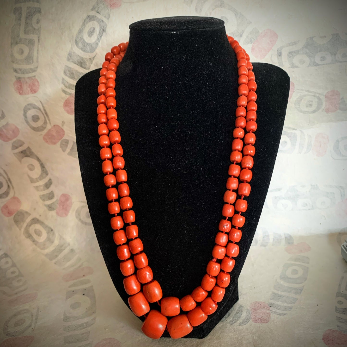 A double strand Antique Tibetan coral beads necklace