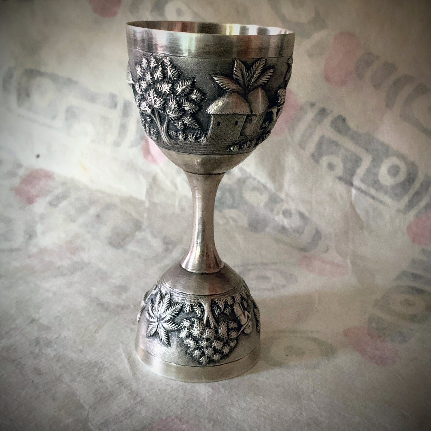 An antique Indian silver jigger