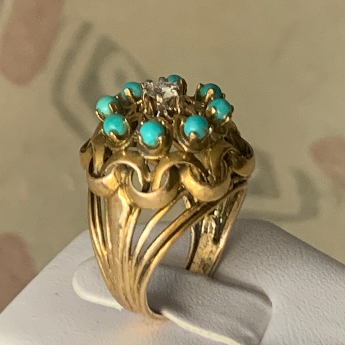 Turquoise and gold ring
