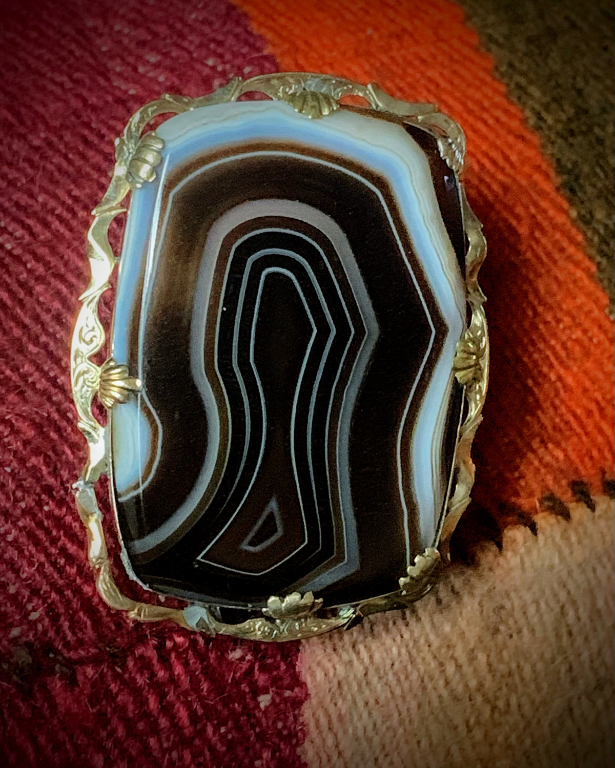 Vintage agate brooch